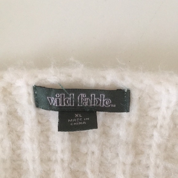 Wild Fable Wrap Sweater Pointelle Sleeves V Neckline Ivory - Picture 11 of 14